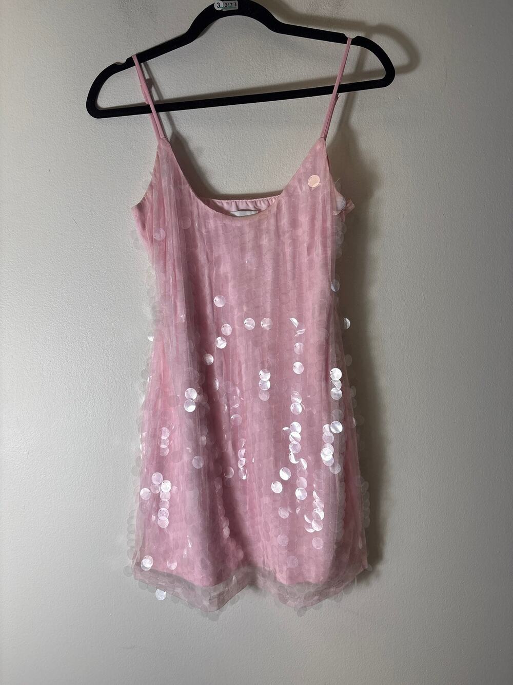 Sndys Pink Clear Fish Scale Mini Dress Sz S